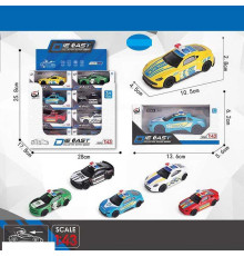 Набір машин QZ 43 K (16/2) ЦІНА ЗА 24 ШТУКИ В БЛОЦІ, 6 видів, "Поліція", металопластик, інерція