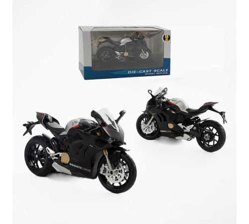 Мотоцикл металопластиковий M 12-8 B (48/2) звуки, підсвічування, гумові шини, рухливі елементи, підставка, в коробці