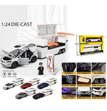 Машинка M 92317-6 (24) металопластик, інерція, підсвічування, звуки, пісня англ, відкриваються дверцята, трейлер, в коробці