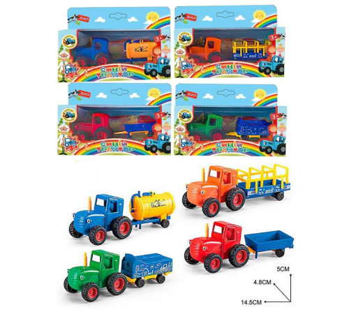 Трактор з причепом 11946 (288/2) "Синій Трактор", 1шт в коробці, 4 кольори, металопластик, ВИДАЄТЬСЯ МІКС