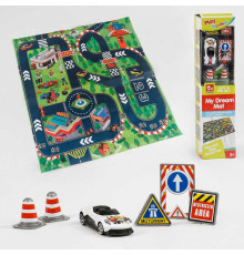 Ігровий набір SQ 80671 F (96/2) 6 видів, металопластикова машинка, дорожні знаки, килимок 80х70 см, в коробці