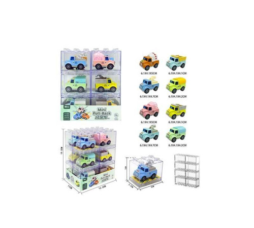 Набір машин J 821 A (12) ЦІНА ЗА 12 ШТУК В БЛОЦІ, металопластик, інерція, у боксі