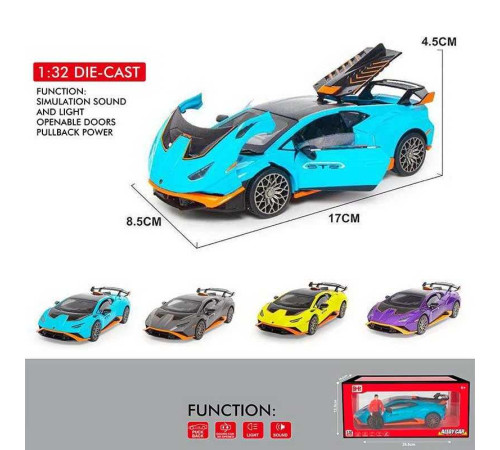 Машинка K 3-27 A (48) 4 кольори, масштаб 1:32, металопластик, звук, світло, відкриваються двері, в коробці, ВИДАЄТЬСЯ ТІЛЬКИ МІКС ВИДІВ