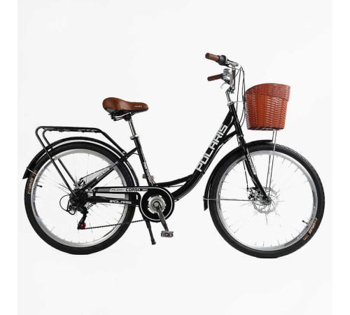Велосипед міський Corso «Polaris» 26`` PS-80110 + КОШИК (1) ЧОРНИЙ сталева рама 16.5``, Shimano 7 швидкостей, корзина, багажник – в наличии! Купите сейчас у KAZKOVA Велосипед міський Corso «Polaris» 26`` PS-80110 + КОШИК (1) ЧОРНИЙ сталева рама 16.5``, Shimano 7 швидкостей, корзина, багажник – в наличии! Купите сейчас у KAZKOVA