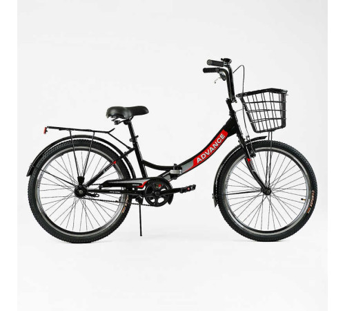 Велосипед складний Corso 24'' Advance AD-24400 (1) + КОШИК, одношвидкісний, складна сталева рама 14'', корзина – в наличии! Купите сейчас у KAZKOVA
