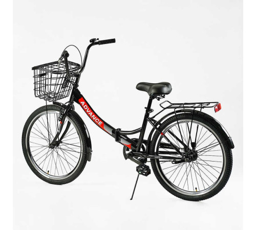Велосипед складний Corso 24'' Advance AD-24400 (1) + КОШИК, одношвидкісний, складна сталева рама 14'', корзина – в наличии! Купите сейчас у KAZKOVA