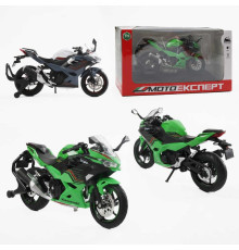 Мотоцикл BG 90-501 (48/2) "Мото Експерт", 2 кольори, металопластик, масштаб 1:12, прогумовані колеса, підсвічування, звук, амортизація, платформа, в коробці, ВИДАЄТЬСЯ ТІЛЬКИ МІКС ВИДІВ