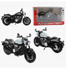 Мотоцикл BG 92-025 (48/2) "Мото Експерт", 2 кольори, металопластик, масштаб 1:12, прогумовані колеса, підсвічування, звук, амортизація, платформа, в коробці