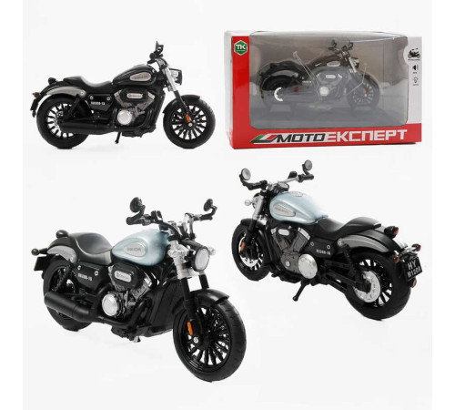 Мотоцикл BG 92-025 (48/2) "Мото Експерт", 2 кольори, металопластик, масштаб 1:12, прогумовані колеса, підсвічування, звук, амортизація, платформа, в коробці