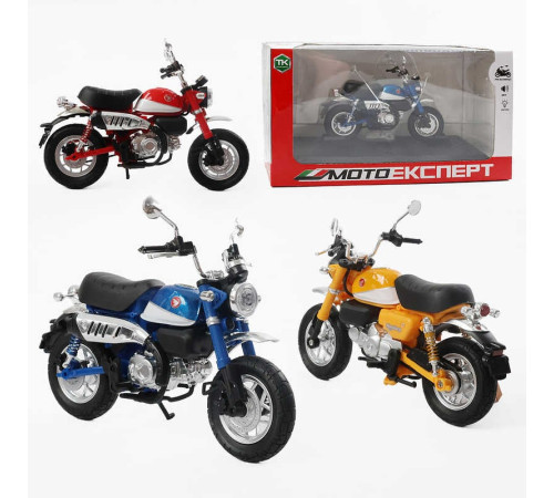 Мотоцикл BG 34-733 (48/2) "Мото Експерт", 3 кольори, металопластик, масштаб 1:12, прогумовані колеса, підсвічування, амортизація, платформа, в коробці, ВИДАЄТЬСЯ ТІЛЬКИ МІКС ВИДІВ