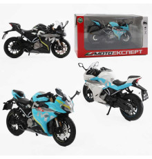 Мотоцикл BG 36-480 (48/2) "Мото Експерт", 3 кольори, металопластик, масштаб 1:12, прогумовані колеса, підсвічування, звук, амортизація, платформа, в коробці, ВИДАЄТЬСЯ ТІЛЬКИ МІКС ВИДІВ