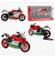 Мотоцикл BG 61-477 (48/2) "Мото Експерт", 2 види, металопластик, масштаб 1:12, прогумовані колеса, підсвічування, звук, амортизація, платформа,в коробці