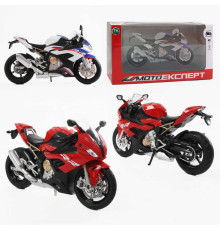 Мотоцикл BG 63-620 (48/2) "Мото Експерт", 2 кольори, металопластик, масштаб 1:12, прогумовані колеса, підсвічування, звук, амортизація, платформа, в коробці