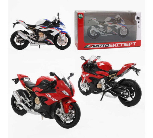 Мотоцикл BG 63-620 (48/2) "Мото Експерт", 2 кольори, металопластик, масштаб 1:12, прогумовані колеса, підсвічування, звук, амортизація, платформа, в коробці