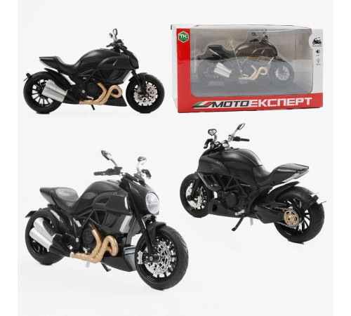 Мотоцикл BG 11-214 (48/2) "Мото Експерт", металопластик, масштаб 1:12, прогумовані колеса, підсвічування, звук, амортизація, платформа, в коробці