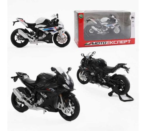 Мотоцикл BG 70-199 (48/2) "Мото Експерт", 2 кольори, металопластик, масштаб 1:12, прогумовані колеса, підсвічування, звук, амортизація, платформа, в коробці