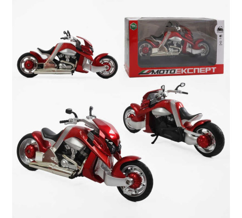 Мотоцикл BG 14-741 (48/2) "Мото Експерт", металопластик, масштаб 1:12, прогумовані колеса, підсвічування, звук, амортизація, платформа, в коробці
