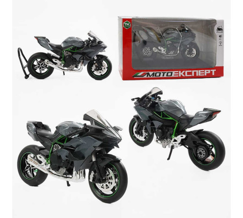 Мотоцикл BG 26-102 (48/2) "Мото Експерт", металопластик, масштаб 1:12, прогумовані колеса, підсвічування, звук, амортизація, платформа, в коробці