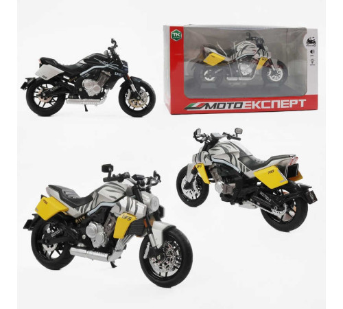 Мотоцикл BG 84-755 (48/2) "Мото Експерт", 2 кольори, металопластик, масштаб 1:12, прогумовані колеса, підсвічування, звук, амортизація, платформа, в коробці