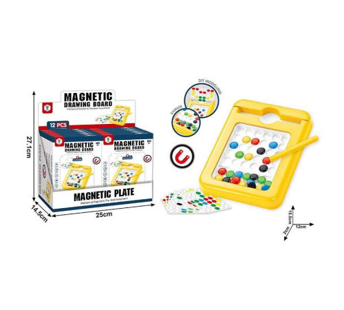 Магнітна мозаїка HD 162 AZ (12) ЦІНА ЗА 12 ШТУК В БЛОЦІ, магнітний стилус, 8 двосторонніх карток із завданнями, в коробці