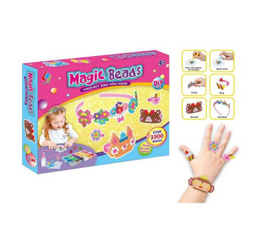 Аква мозаїка 8222 (36) обруч, браслет, каблучки, 3500 кульок, 2 платформи для викладання візерунків, в коробці