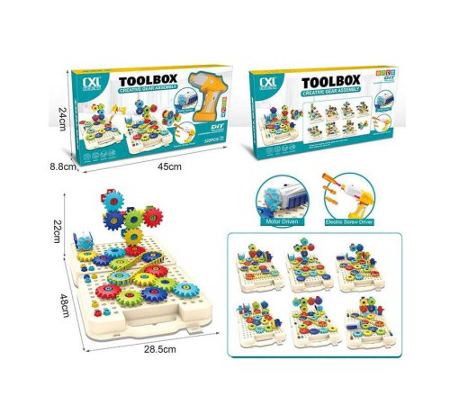 Мозаїка CXL 200-70 A (24) 222 деталі, шуруповерт, знімний мотор, реверс, в коробці