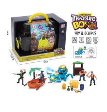 Набір піратів 0807-82 (36) 4 фігурки, човен, підсвічування, парогенератор, муляжі оточення, аксесуари, в коробці