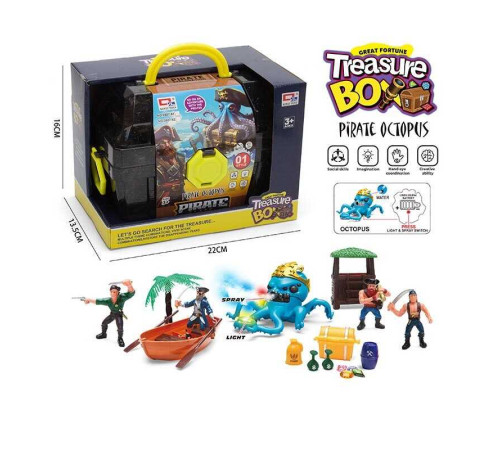 Набір піратів 0807-82 (36) 4 фігурки, човен, підсвічування, парогенератор, муляжі оточення, аксесуари, в коробці