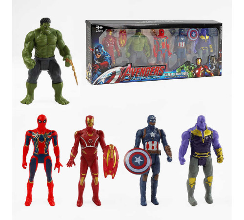 Набір героїв 6626 A (72/2) 5шт., підсвічування, висота 15см, рухливі кінцівки, 2 щити, 4 лапи павука, в коробці