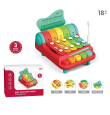 Ксилофон YL 1022-35 ШТРИХ=90161 (36) 5 металевих пластин, 3 способи гри: стукання, натискання кнопок, обертання кілець, 3 листи з нотами, в коробці