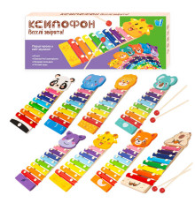 Ксилофон 35692 (36) "WToys", “Тварини”, дерев’яний, 8 нот, молоточки, в коробці, ВИДАЄТЬСЯ ТІЛЬКИ МІКС ВИДІВ