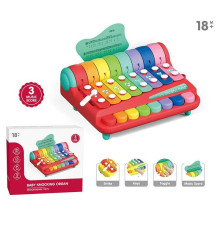 Ксилофон YL 1022-38 ШТРИХ=90185 (24) 8 металевих пластин, 3 способи гри: стукання, натискання кнопок, обертання кілець, 3 листи з нотами, в коробці