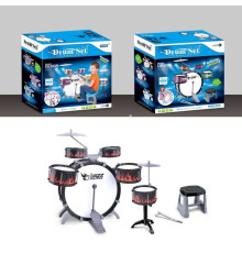Барабанна установка L 651 (12) стільчик, 5 барабанів, 1 барабан із педаллю, 2 палички, 2 металевих диски, в коробці