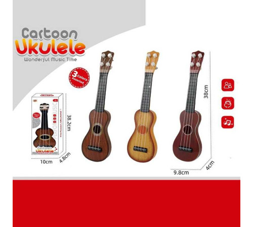 Гітара 8848 (108/2) 3 види, розмір: 9.8х4х38 см, 4 струни, в коробці ВИДАЄТЬСЯ МІКС ВИДІВ