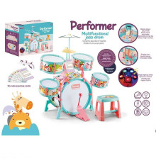 Барабанна установка Q 532 B (4) звук, підсвічування, мелодії, режим караоке, мікрофон, підключення до телефону, піаніно, палички, стільчик, в коробці