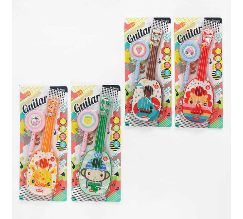 Гітара 8197-3 (384/2) 4 види, колотушка, на листі, ВІДАЄТЬСЯ МІКС ВИДІВ