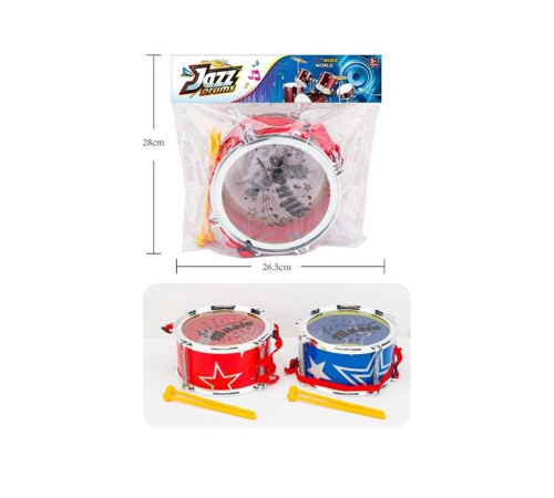 Барабан C 3283-1 (120/2) 2 види, ремінець, палички, в пакеті