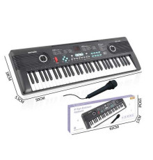 Синтезатор R 673 (20) 61 клавіша, USB-AUX кабель, мікрофон, працює від мережі або батарейок, звуки музичних інструментів, мелодії, регулювання гучності, функція запису, в коробці
