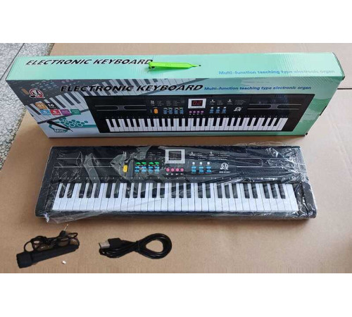 Синтезатор MQ 6187 (12) піаніно, звук, працює від мережі та батарейок, USB кабель, мелодії, барабан, регулювання гучності та швидкості, мікрофон, в коробці