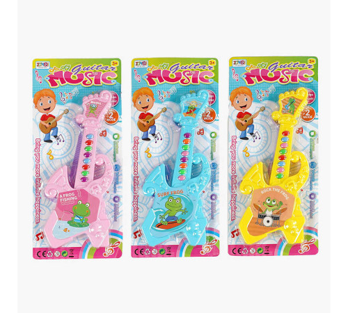 Гітара 1010 В (192/2) 3 види, звук, 2 режими, 8 кнопок, на батарейках, на листі, ВИДАЄТЬСЯ ТІЛЬКИ МІКС ВИДІВ