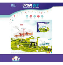 Барабанна установка 3903 E (12) 2 кольори, стільчик, 3 барабани, 2 палички, 1 металевий диск, в коробці