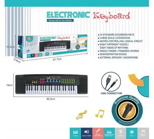 Синтезатор Q 388 (36/2) 44 кнопки, мікрофон, запис звуку, звукові ефекти, MP3, у коробці