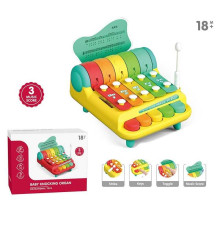 Ксилофон YL 1022-35 ШТРИХ=90154 (36) 5 металевих пластин, 3 способи гри: стукання, натискання кнопок, обертання кілець, 3 листи з нотами, в коробці