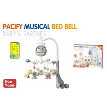 Музична карусель N 5033 A (24) підсвічування, звуки, мелодії, оберти на 360°, регулювання гучності, таймер, 4 підвіски, звук серцебиття, пульт, на батарейках, в коробці