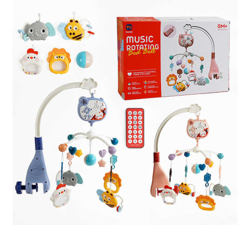 Музична карусель RT 668-15 (24) 2 види, на батарейках, звук, пульт д/к, проєктор, таймер, мелодії, звуки природи, брязкальце, ВИДАЄТЬСЯ МІКС, в коробці