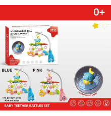 Карусель музична YD 750-28 (16/2) 2 кольори, мелодія, звуки, підсвічування, оберти на 360°, від батарейок, брязкальця, таймер, пульт, Bluetooth-з'єднання, в коробці