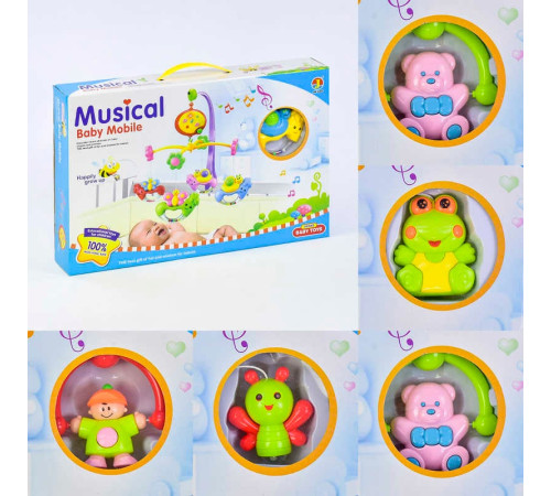 Карусель 6518 ABCDE (24/2) музична, регулятор гучності, 5 видів, на батарейці, в коробці