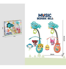 Карусель музична 988-52 (12) 2 кольори, колискові мелодії, підсвічування, текстильні іграшки, регулювання гучності, в коробці