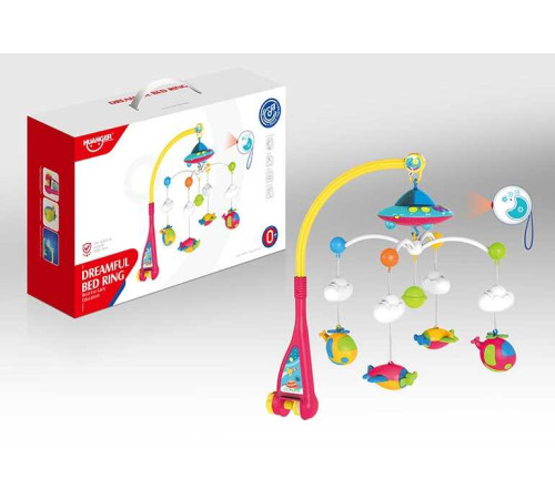 Карусель музична НЕ 0304 (24/2) на батарейках, світлова проекція, 4 підвіски, пульт д/у, в коробці