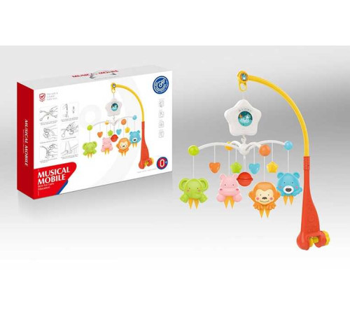 Карусель HE 0308 (24/2) мелодії, світлова проекція, фігурки тварин, брязкальце, в коробці